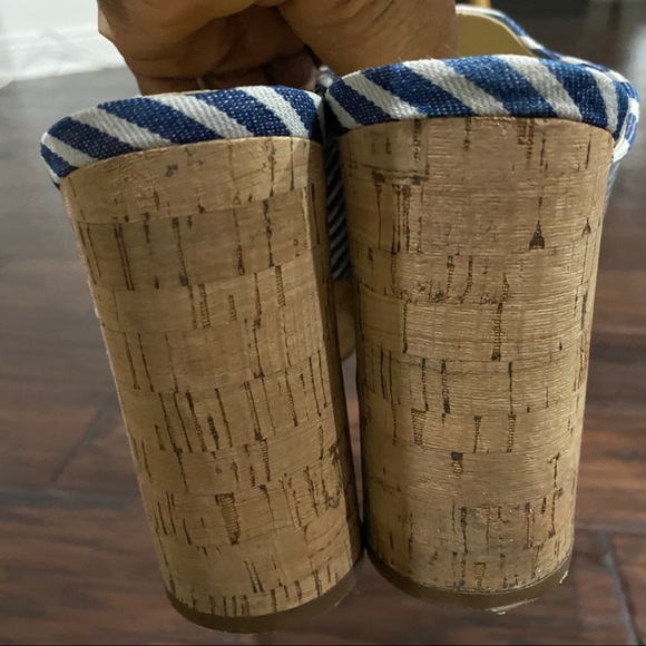 Charles By Charles David Women's Blue and White Striped Cork Heels Size 10 M - Picture 10 of 11